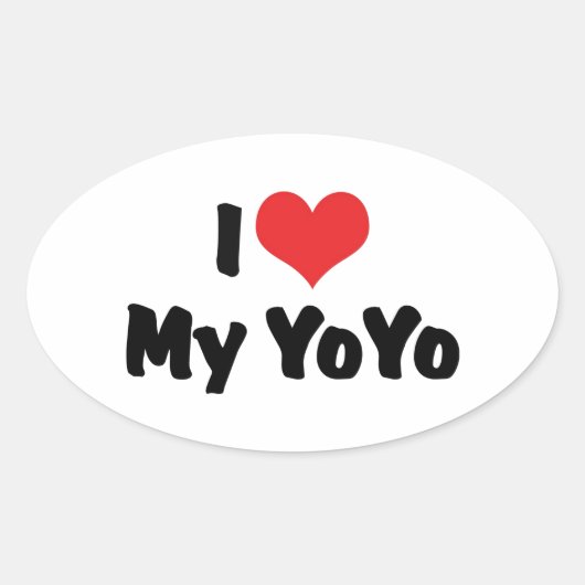 Ik hou van Hart Mijn YoYo Ovale Sticker (Voorkant)
