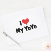 Ik hou van Hart Mijn YoYo Ovale Sticker (Envelop)