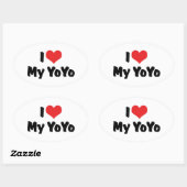 Ik hou van Hart Mijn YoYo Ovale Sticker (Vel)