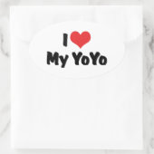 Ik hou van Hart Mijn YoYo Ovale Sticker (Tas)
