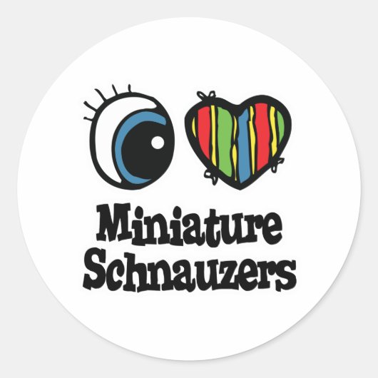 Ik hou van (hart) Minature Schnauzers Ronde Sticker (Voorkant)
