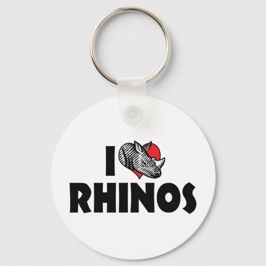 Ik hou van Hart Neushoorns - Neushoornliefhebber Sleutelhanger (Voorkant)