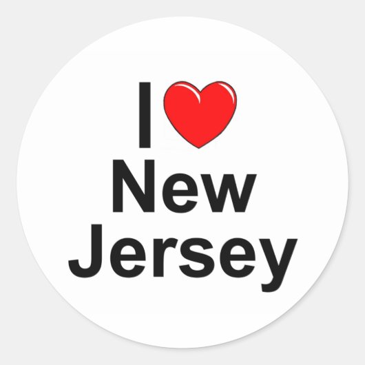 Ik hou van (hart) New Jersey Ronde Sticker (Voorkant)