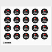 Ik hou van (hart) New Jersey Ronde Sticker (Vel)