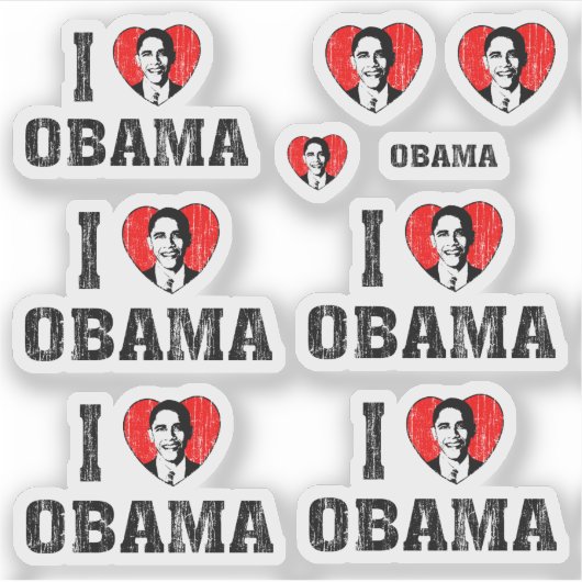 Ik hou van hart Obama contour cut set Sticker (Voorkant)