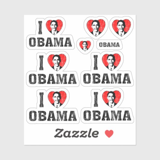 Ik hou van hart Obama contour cut set Sticker (Vel)