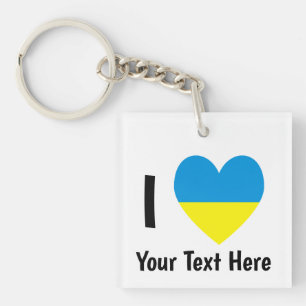 Ik hou van (Hart Oekraïense vlag) Persoonlijke tek Sleutelhanger