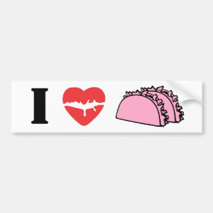 Ik hou van hart om roze tacos lips te eten bumpersticker