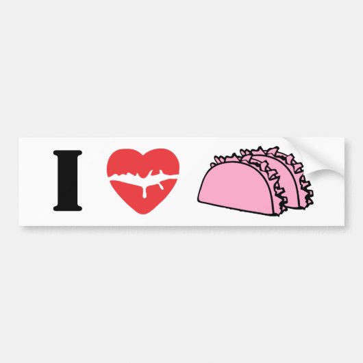 Ik hou van hart om roze tacos lips te eten bumpersticker (Voorkant)