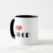 Ik hou van hart om te winkelen - winkelcentrum mok (Voorkant links)
