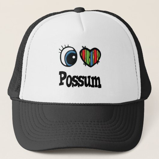 Ik hou van (Hart) Opossum Trucker Pet (Voorkant)