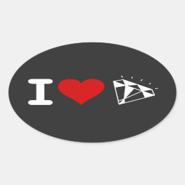 IK HOU VAN HART PARELTJES Crystals Diamonds Collec Ovale Sticker