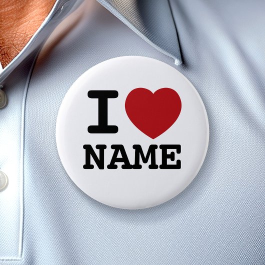 Ik hou van hart... Pas dit aan! Ronde Button 5,7 Cm