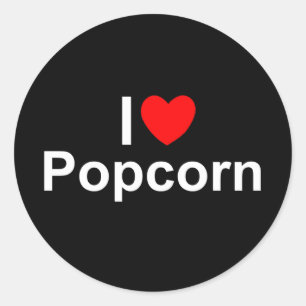Ik hou van (hart) popcorn ronde sticker