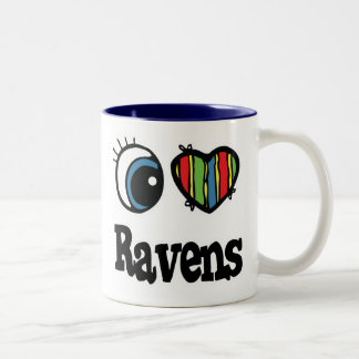 Ik hou van (hart)raven tweekleurige koffiemok