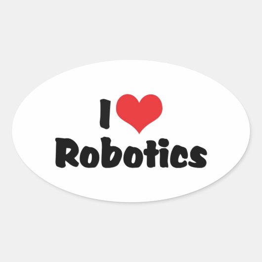Ik hou van Hart Robotica - Robotliefhebber Ovale Sticker (Voorkant)
