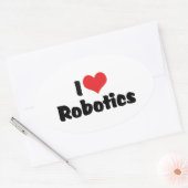 Ik hou van Hart Robotica - Robotliefhebber Ovale Sticker (Envelop)