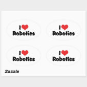 Ik hou van Hart Robotica - Robotliefhebber Ovale Sticker (Vel)