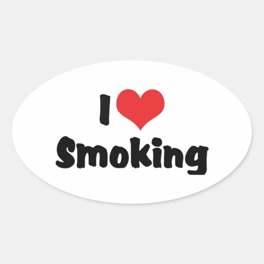 Ik hou van hart roken - Tabaks sigarettenrokers Ovale Sticker (Voorkant)