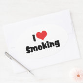 Ik hou van hart roken - Tabaks sigarettenrokers Ovale Sticker (Envelop)