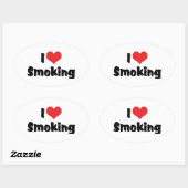 Ik hou van hart roken - Tabaks sigarettenrokers Ovale Sticker (Vel)