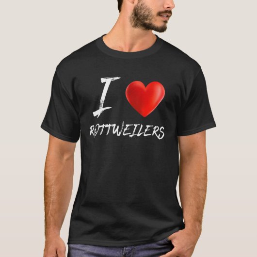 Ik hou van hart ROTTWEILERS Dier Pet Lover T-shirt (Voorkant)
