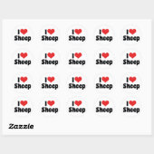 Ik Hou van Hart Schapen Ronde Sticker (Vel)