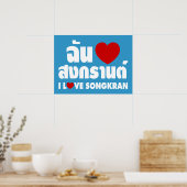 Ik hou van (Hart) Songkran / Thais lettertype Poster (Keuken)