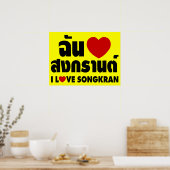 Ik hou van (Hart) Songkran / Thais schrift Poster (Keuken)