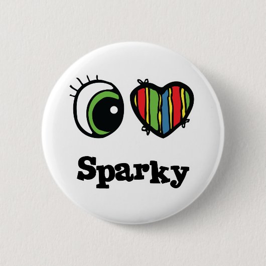Ik hou van (Hart) Sparky Ronde Button 5,7 Cm (Voorkant)