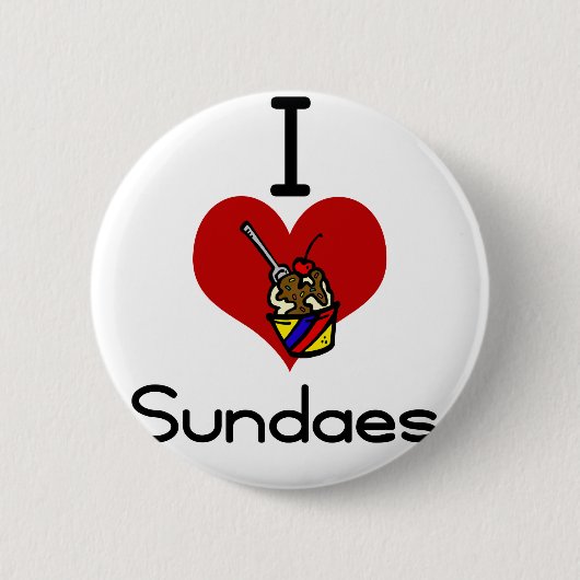 Ik hou van hart sundaes ronde button 5,7 cm (Voorkant)