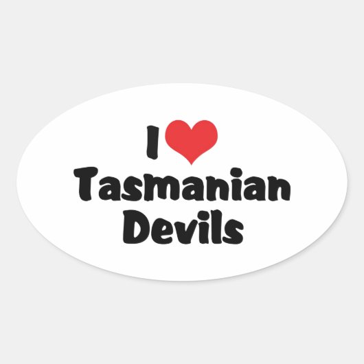 Ik hou van hart Tasmaanse duivels Ovale Sticker (Voorkant)