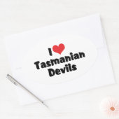 Ik hou van hart Tasmaanse duivels Ovale Sticker (Envelop)