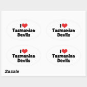 Ik hou van hart Tasmaanse duivels Ovale Sticker (Vel)
