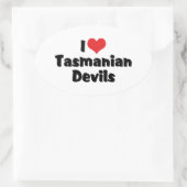 Ik hou van hart Tasmaanse duivels Ovale Sticker (Tas)
