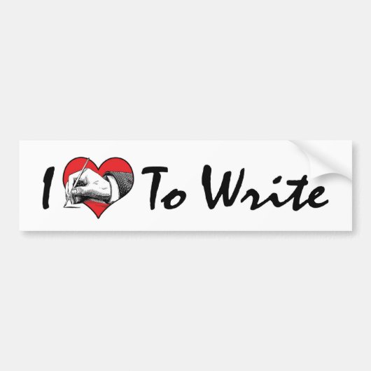 Ik hou van hart te schrijven bumpersticker (Voorkant)