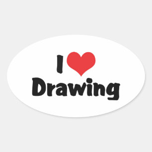 Ik hou van hart tekenen - Kunstenaars en illustrat Ovale Sticker