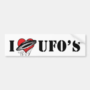 Ik hou van hart UFO's - Roswell Area 51 Alien Lief Bumpersticker