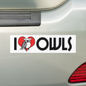 Ik hou van Hart Uilen - Uil Liefhebber Bumpersticker (Op auto)