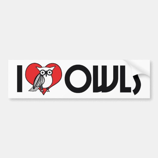Ik hou van Hart Uilen - Uil Liefhebber Bumpersticker (Voorkant)