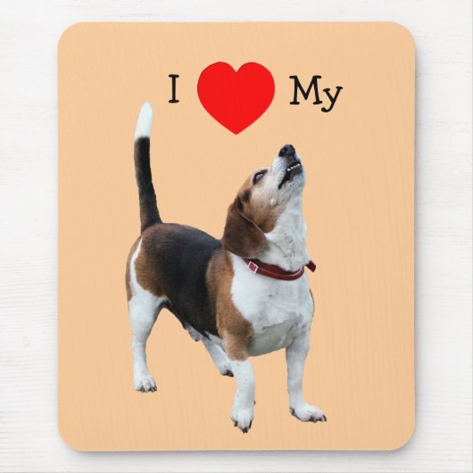 Ik hou van hart van mijn beagle Cute Dog Mousepad Muismat (Voorkant)