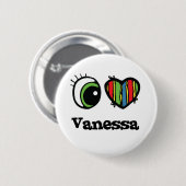 Ik hou van (Hart) Vanessa Ronde Button 5,7 Cm (Voorkant /achterkant)