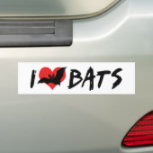 Ik hou van hart vleermuizen bumpersticker (Op auto)