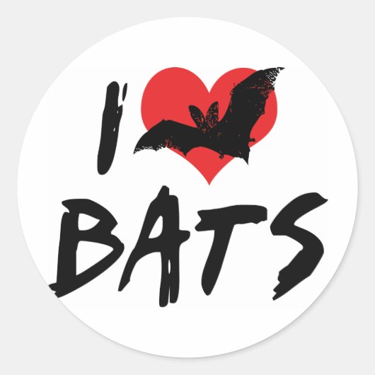 Ik hou van hart vleermuizen ronde sticker (Voorkant)