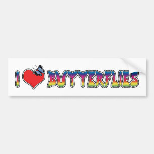 Ik hou van Hart Vlinders - Vlinder Liefhebber Bumpersticker