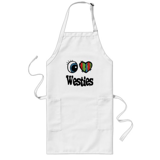 Ik hou van (hart) Westies Lang Schort (Voorkant)