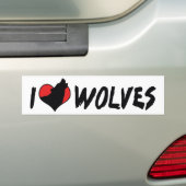 Ik hou van Hart Wolven - Wolf Liefhebber Bumpersticker (Op auto)
