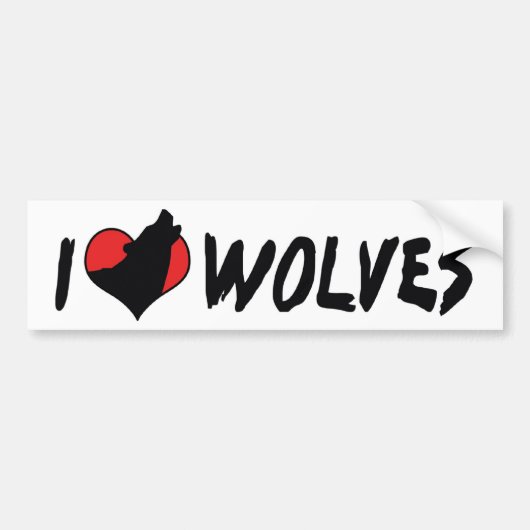 Ik hou van Hart Wolven - Wolf Liefhebber Bumpersticker (Voorkant)