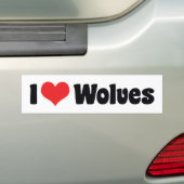 Ik hou van Hart Wolven - Wolf Liefhebber Bumpersticker (Op auto)