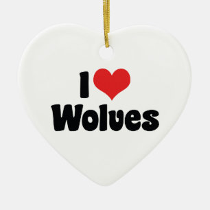 Ik hou van Hart Wolven - Wolf Liefhebber Keramisch Ornament